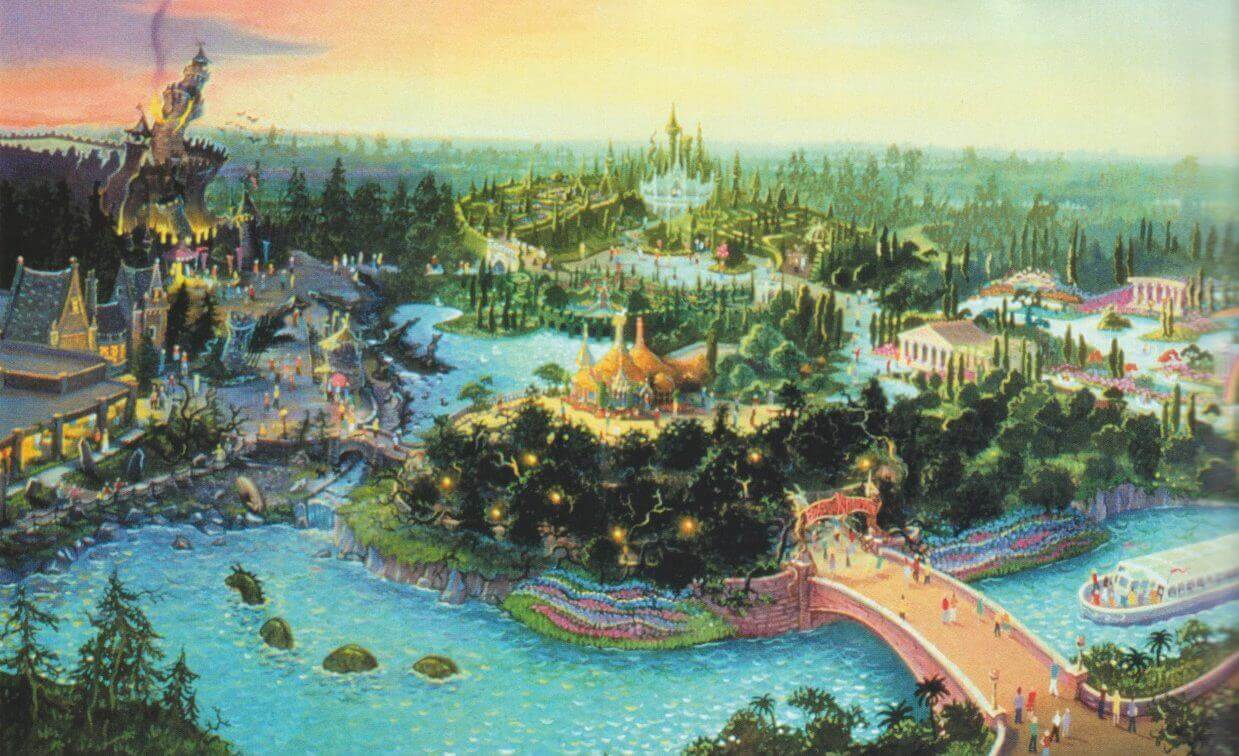 Concept artwork for the unbuilt Beastly Kingdom at Disney's Animal Kingdom at Walt Disney World in Lake Buena Vista, Florida