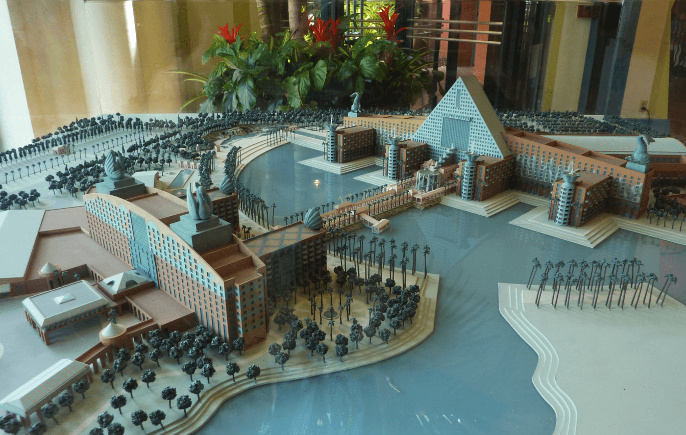 Scale model of the Swan & Dolphin Hotel at Walt Disney World in Lake Buena Vista, Florida